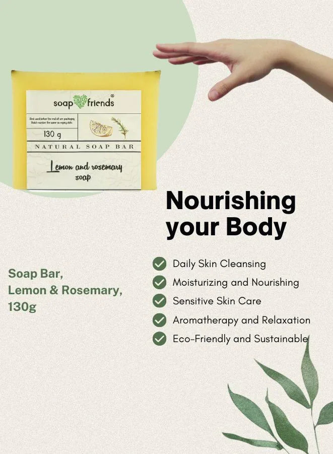 Soap & Friends Zesty Lemon & Rosemary Infusion Natural Handmade Soap Bar