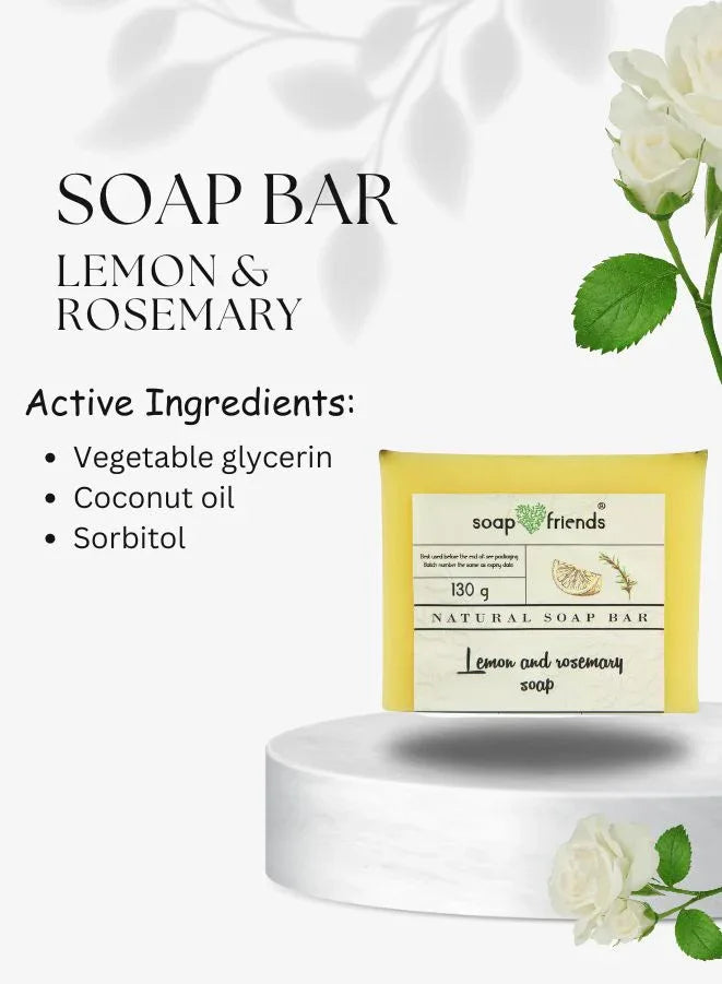 Soap & Friends Zesty Lemon & Rosemary Infusion Natural Handmade Soap Bar