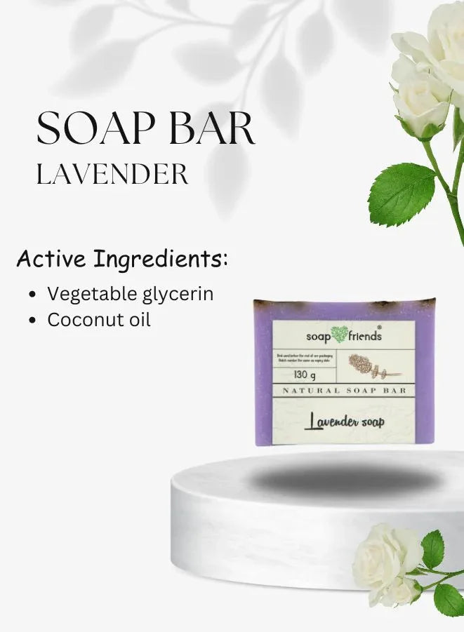 قالب صابون بروفانس لافندر 130 جرام للتنظيف اليومي مع ترطيب غني | قالب صابون اللافندر مصنوع يدويًا من مكونات طبيعية للاستخدام اليومي