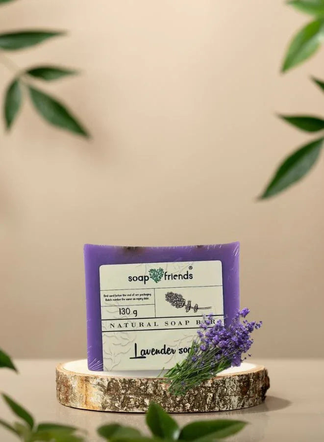 قالب صابون بروفانس لافندر 130 جرام للتنظيف اليومي مع ترطيب غني | قالب صابون اللافندر مصنوع يدويًا من مكونات طبيعية للاستخدام اليومي