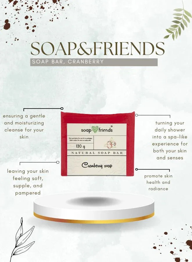 Soap & Friends Natural Handmade Cranberry Soap Bar for Daily Moisture
