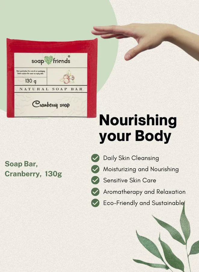 Soap & Friends Natural Handmade Cranberry Soap Bar for Daily Moisture