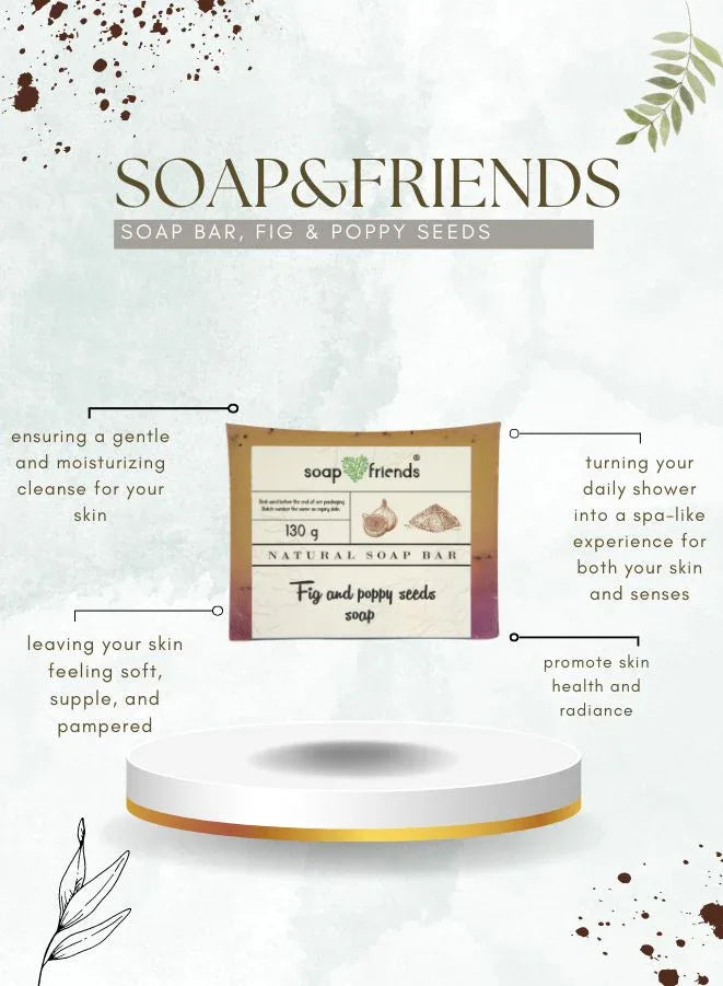 قالب صابون مرطب ببذور التين والخشخاش للتنظيف اليومي، 130 جرام