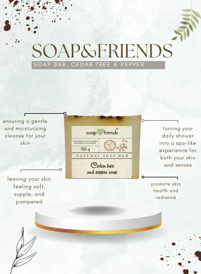 Soap & Friends Cedar & Pepper Moisturizing Natural Handmade Soap for Daily Moisture