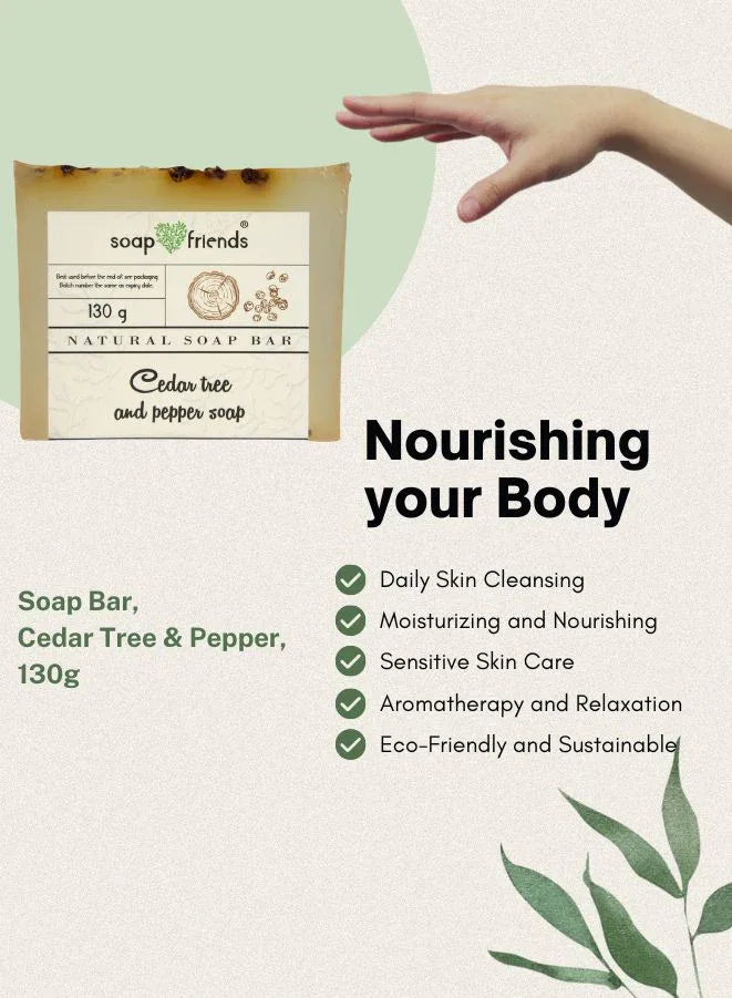 Soap & Friends Cedar & Pepper Moisturizing Natural Handmade Soap for Daily Moisture