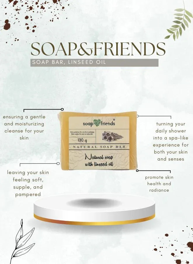 Soap & Friends Natural Handmade Grey Soap Bar with Linseed Oil