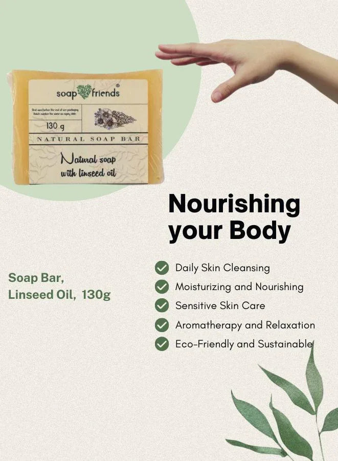 Soap & Friends Natural Handmade Grey Soap Bar with Linseed Oil