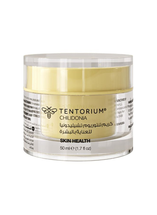 Tentorium Chilidonia skincare cream jar on a white background