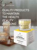Tentorium Chilodonia Skin Care Cream jar with packaging on a blurred background