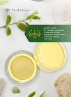 Tentorium cream container with green label on a white background