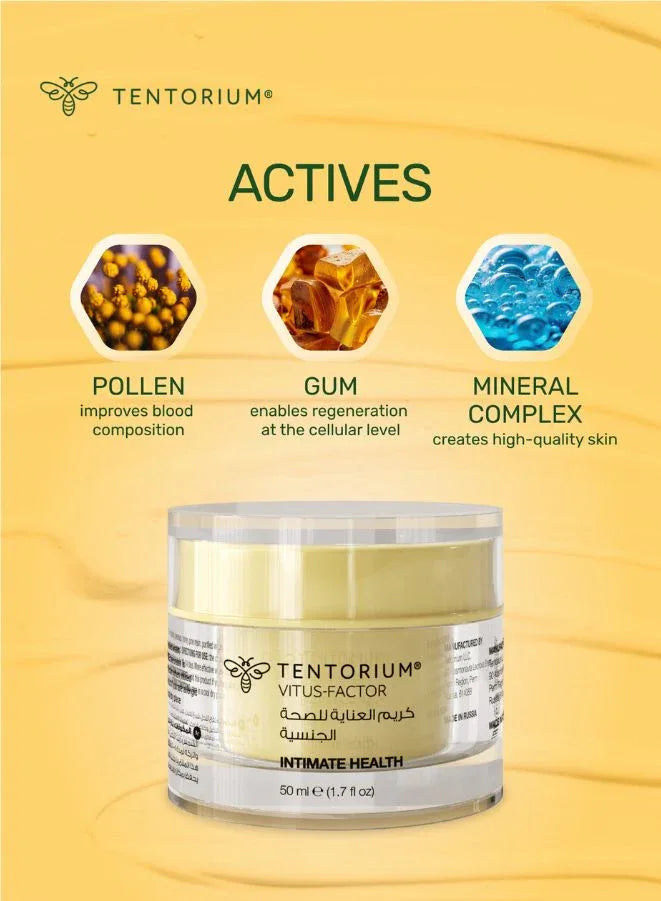 Tentorium 4 Piece Natural Skincare and Honey Set with Chilidonia Cream, Honeybee Venom Massage Cream, Vitus Factor Hydrating Cream and Siberian Linden Raw Honey