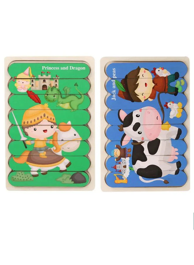 3D Double-Sided Wooden Jigsaw Bar Puzzle Toy for Kids – Montessori Educational Toy for Early Learning