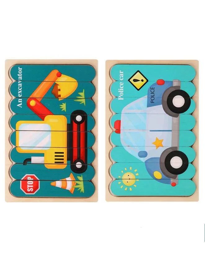 3D Double-Sided Wooden Jigsaw Bar Puzzle Toy for Kids – Montessori Educational Toy for Early Learning