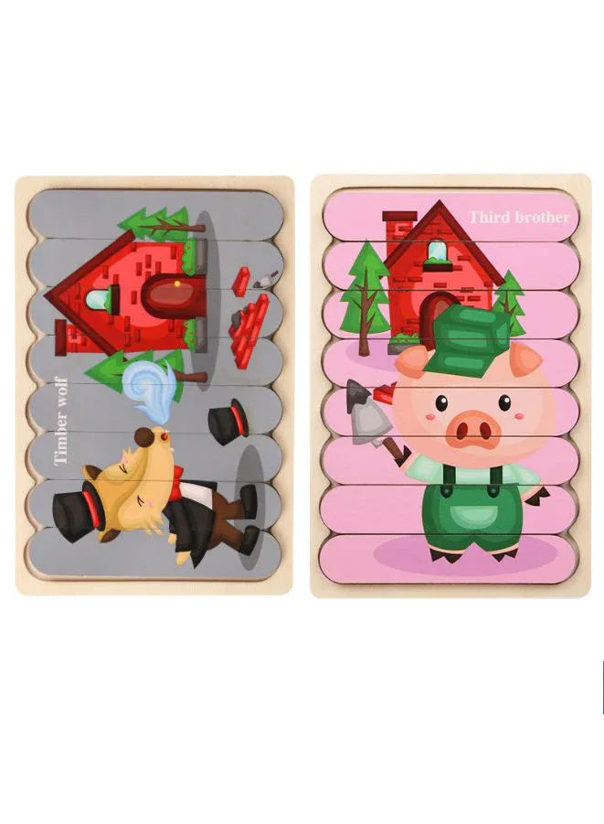 3D Double-Sided Wooden Jigsaw Bar Puzzle Toy for Kids – Montessori Educational Toy for Early Learning