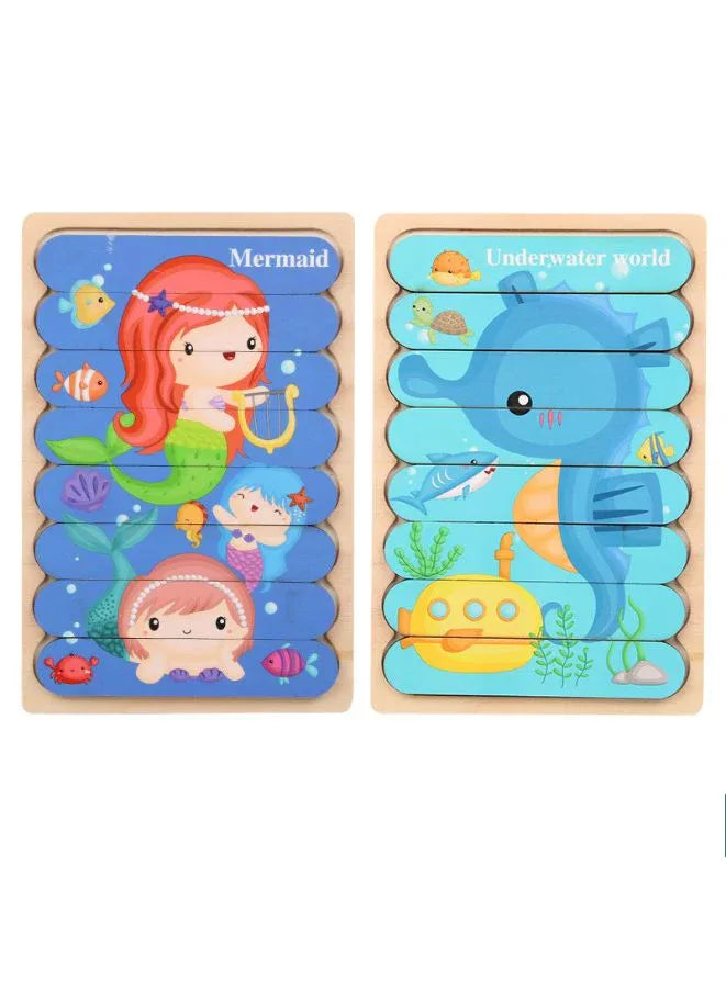 3D Double-Sided Wooden Jigsaw Bar Puzzle Toy for Kids – Montessori Educational Toy for Early Learning