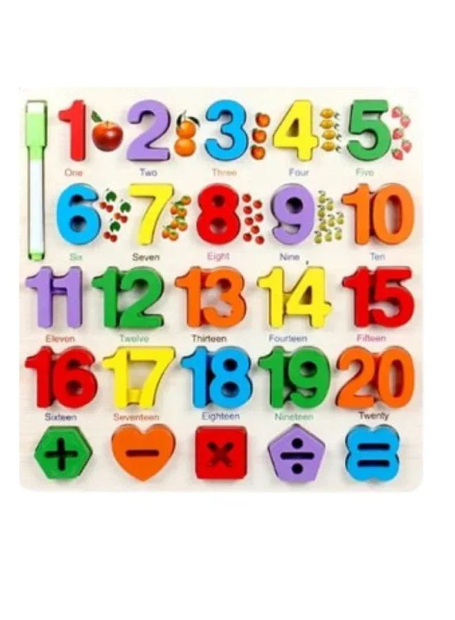 Numbers Puzzle, Kids Early Development Toy, 3D Wooden Number set