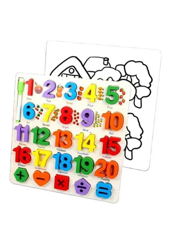 Numbers Puzzle, Kids Early Development Toy, 3D Wooden Number set