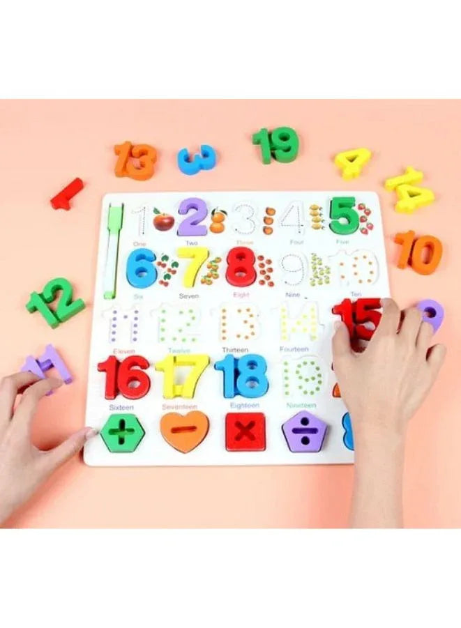Numbers Puzzle, Kids Early Development Toy, 3D Wooden Number set