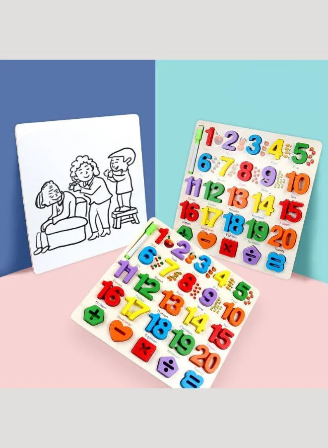 Numbers Puzzle, Kids Early Development Toy, 3D Wooden Number set