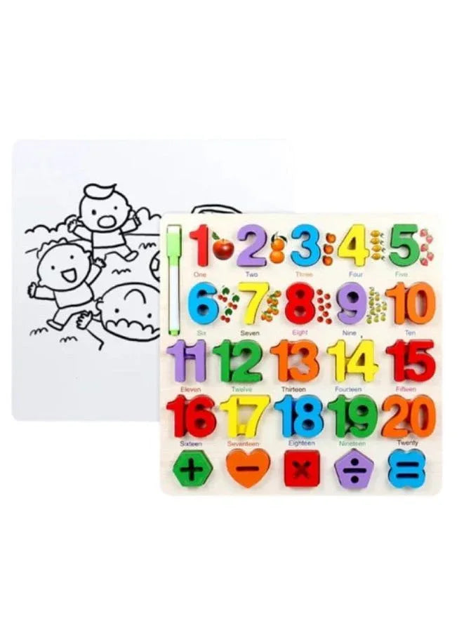 Numbers Puzzle, Kids Early Development Toy, 3D Wooden Number set