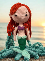 Handmade Crochet Mermaid Doll – 25cm Amigurumi Toy for Babies, Kids & Adults – Natural Cotton