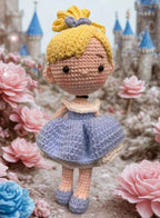 Fatio Handmade Crochet Cinderella Princess Doll – 25cm Amigurumi Toy for Babies, Kids & Adults – Natural Cotton