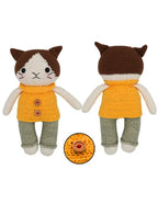 Handmade Natural Cotton Crochet Cat in Yellow Shirt Toy Doll – 25cm Amigurumi Sleeping Buddy for Babies, Kids & Adults