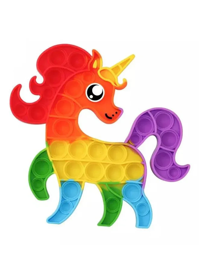 Push Pop Bubble Fidget Toy, Silicone Animal Sensory Squeeze Toy, Stress Relief, Anti-Anxiety, ADHD, Autism, Special Fidget Popper Gift for Kids and Adults, Unicorn
