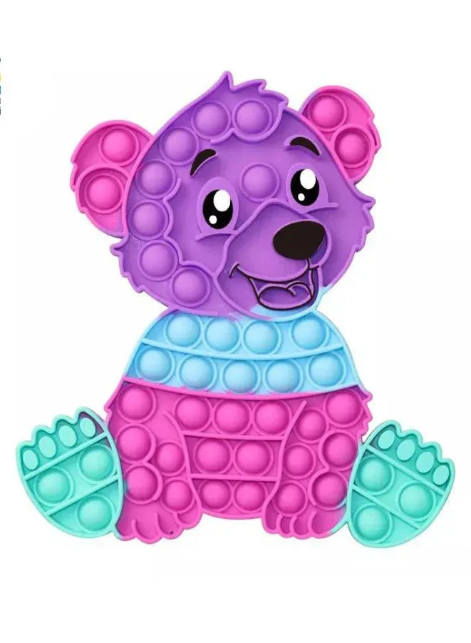 Push Pop Bubble Fidget Toy, Silicone Animal Sensory Squeeze Toy, Stress Relief, Anti-Anxiety, ADHD, Autism, Special Fidget Popper Gift for Kids and Adults, Bear