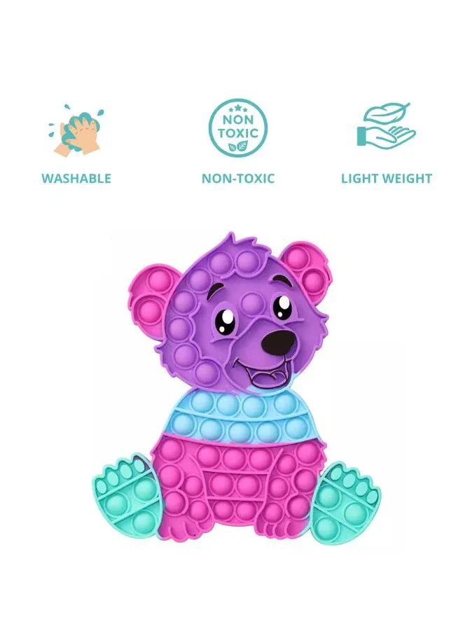Push Pop Bubble Fidget Toy, Silicone Animal Sensory Squeeze Toy, Stress Relief, Anti-Anxiety, ADHD, Autism, Special Fidget Popper Gift for Kids and Adults, Bear