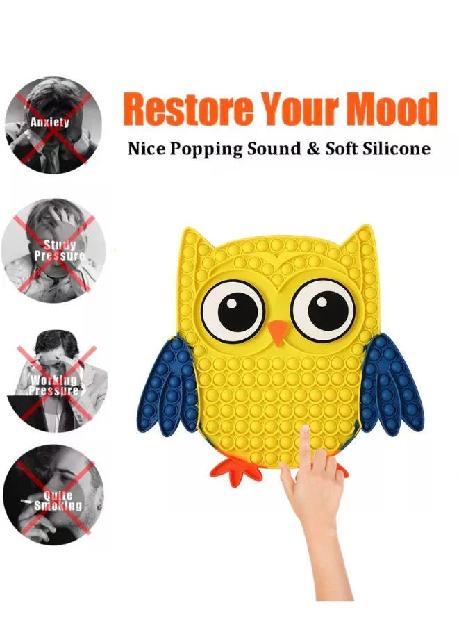 Push Pop Bubble Fidget Toy, Silicone Animal Sensory Squeeze Toy, Stress Relief, Anti-Anxiety, ADHD, Autism, Special Fidget Popper Gift for Kids and Adults, Owl