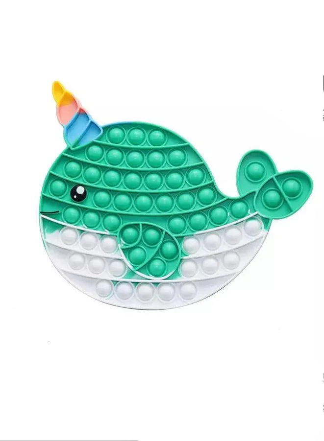 Push Pop Bubble Fidget Toy, Silicone Animal Sensory Squeeze Toy, Stress Relief, Anti-Anxiety, ADHD, Autism, Special Fidget Popper Gift for Kids and Adults, Whale