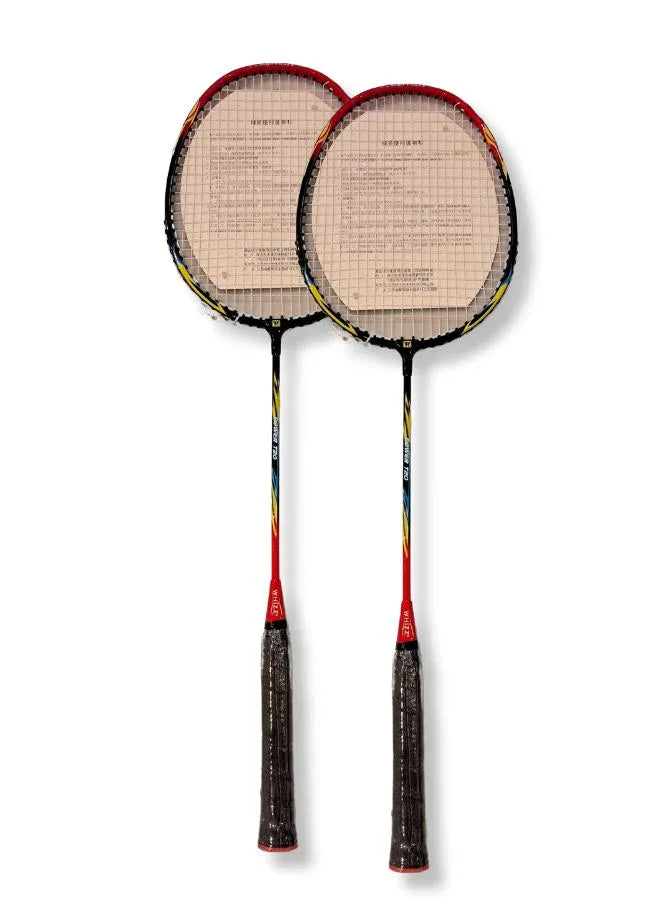 Whizz 2 pcs Badminton Racket Set T20 – Lightweight Aluminum Frame, Pre-Tensioned at 16lbs – Perfect for Family Entertainment, School Sports & Beginners