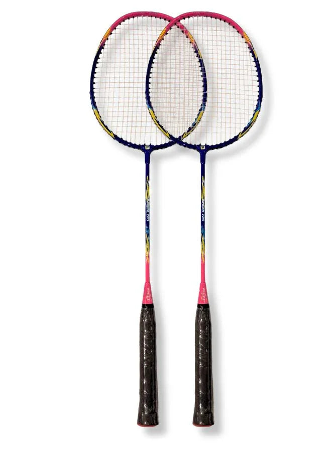 Whizz 2 pcs Badminton Racket Set T20 – Lightweight Aluminum Frame, Pre-Tensioned at 16lbs – Perfect for Family Entertainment, School Sports & Beginners