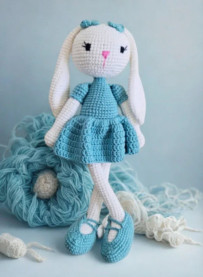 Premium Handcrafted Crochet Doll, Adorable Amigurumi Plush Toy 100% Cotton Made for Kids and Collectors, Turquoise