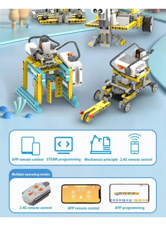 مجموعة روبوت قابلة للبرمجة 50 في 1 - 702 قطعة من بناء العلوم والتكنولوجيا والهندسة والرياضيات، ومكعبات التعلم والألعاب التعليمية، والتحكم في التطبيقات