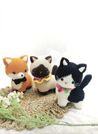 Handmade Crochet Black and White Cat Doll – 15cm Plush Toy