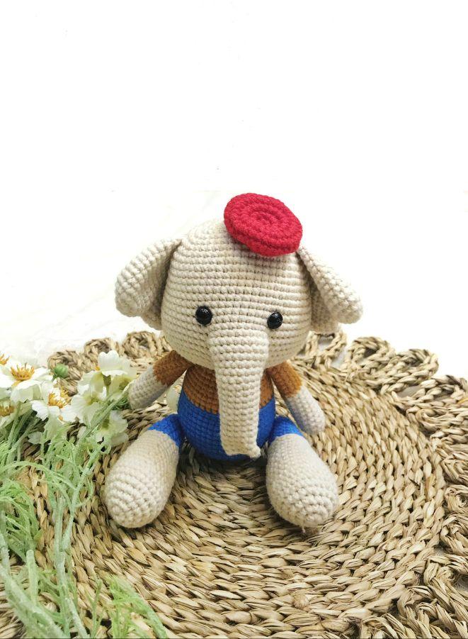 Handmade Crochet Elephant Doll – 27cm Soft Plush Toy