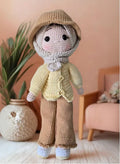Handmade Cotton Crochet Girl Doll with Hat & Scarf – Soft Amigurumi Toy for Kids & Baby Gifts