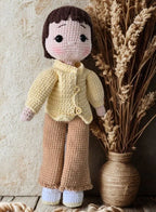 Handmade Cotton Crochet Girl Doll with Hat & Scarf – Soft Amigurumi Toy for Kids & Baby Gifts