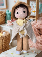 Handmade Cotton Crochet Girl Doll with Hat & Scarf – Soft Amigurumi Toy for Kids & Baby Gifts