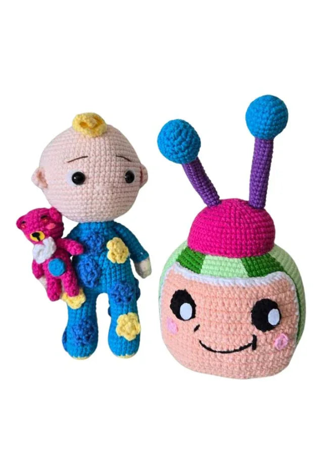 Handmade Cotton Crochet Doll Set – Cocomelon & JJ Amigurumi Toys for Kids, Soft Plush Figures for Playtime, Gifting