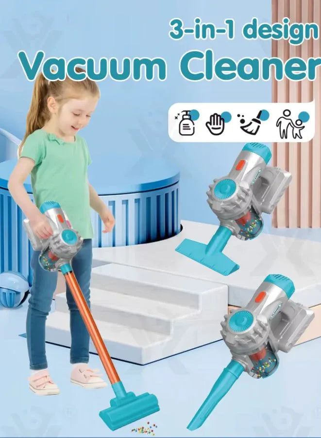 لعبة مكنسة كهربائية صغيرة - جهاز منزلي إلكتروني للأطفال - آلة تنظيف تظاهرية - مواد آمنة - تعليمية وممتعة للعب الأدوار