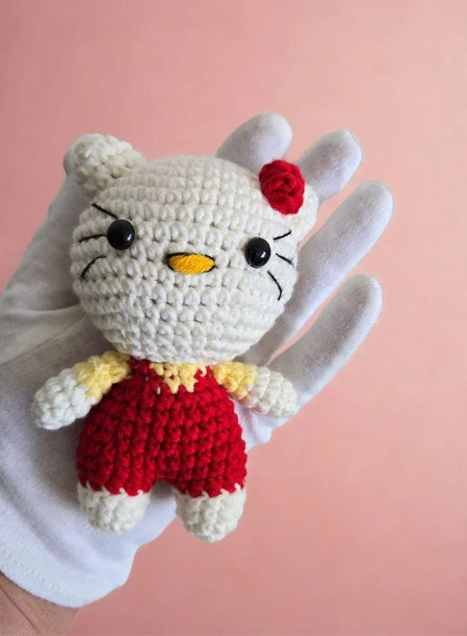 Handmade Crochet Kitty Doll – 15 cm Soft Amigurumi Plush Toy – Cute Gift for Kids