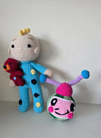 Handmade Crochet Cocomelon Doll Set – Cheerful Boy & Kid with Teddy Bear – 2-Piece Soft Amigurumi Plush Toys for Kids