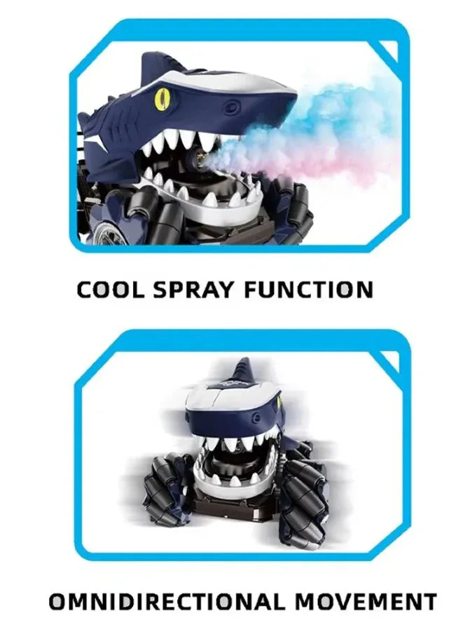 2.4GHz Shark Stunt RC Car for Boys – 10CH Electric Remote Control Truck with Lights, Mist Spray & Music