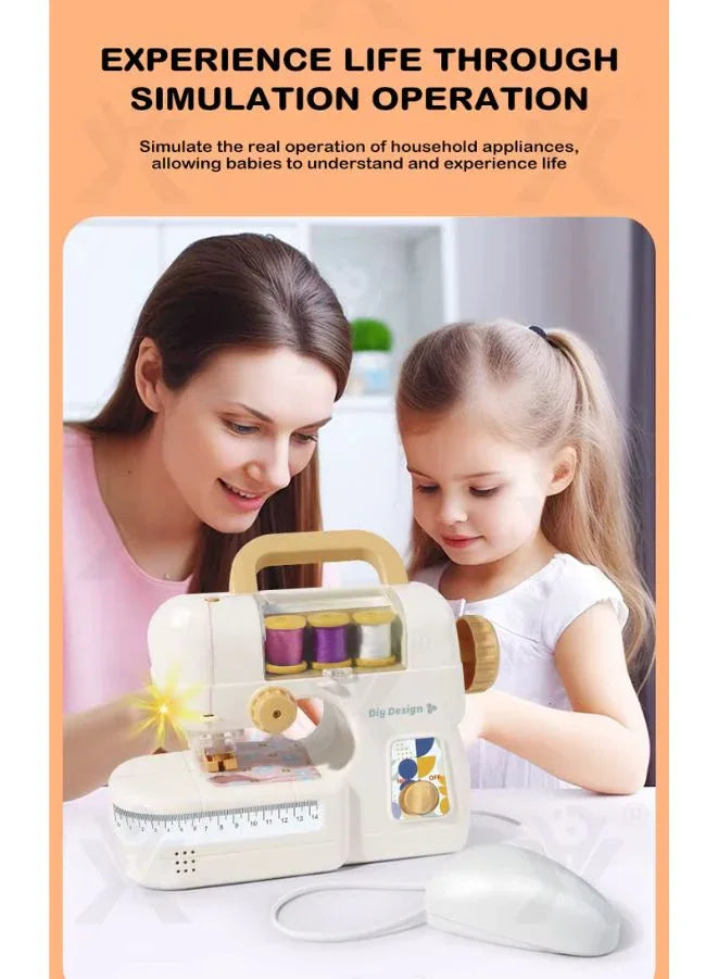 Kids Electric Sewing Machine Pretend Play Toy – Simulation Household Appliance for Girls and Boys