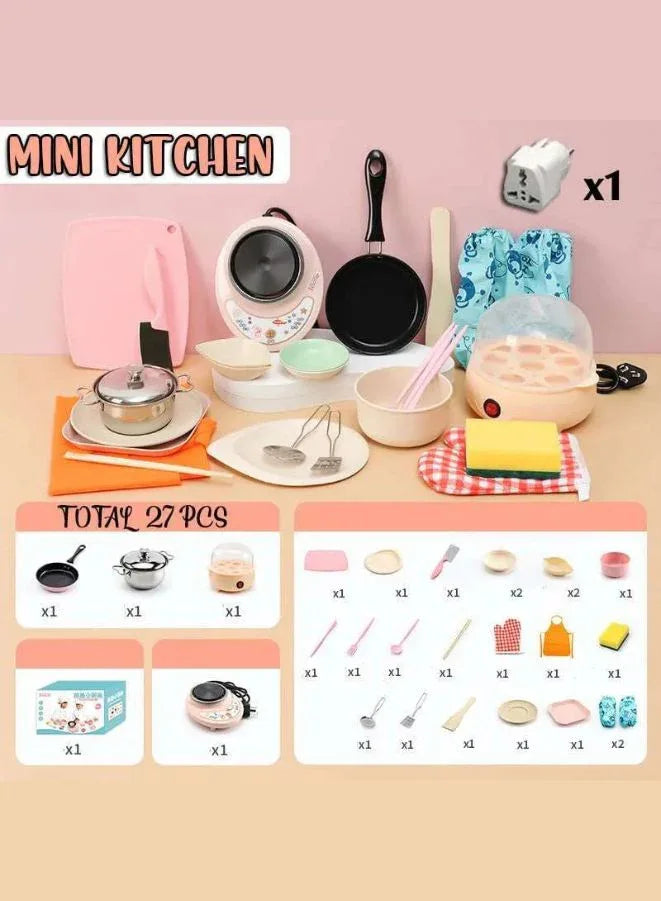 Mini Kitchen Set Toy with Real Working Stove – Educational Cooking Toy for Kids Ages 12+