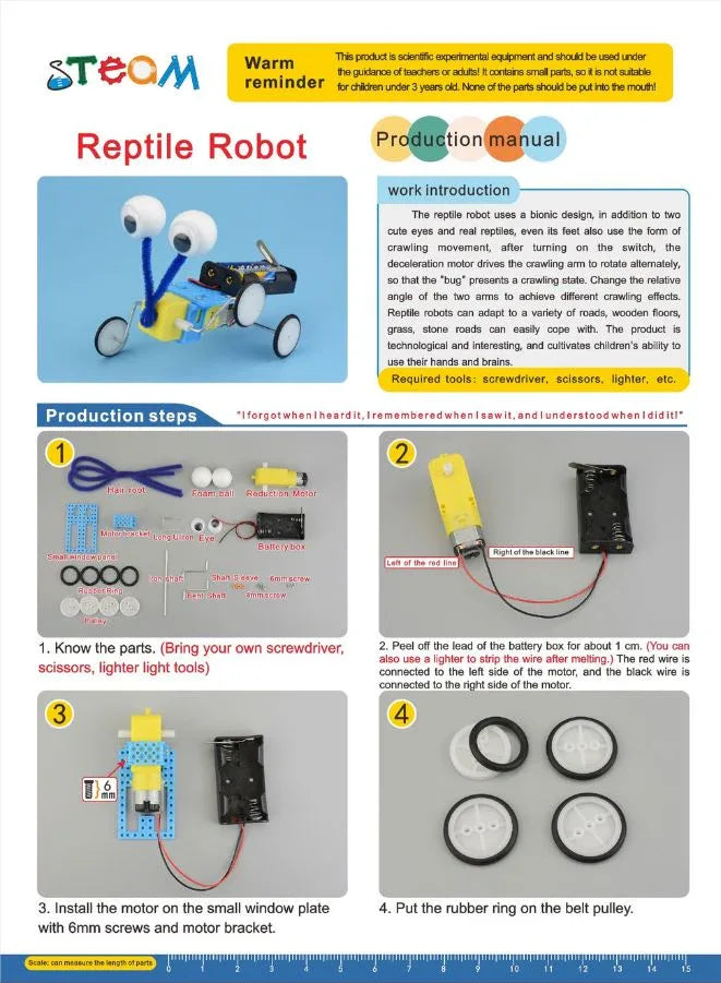 STEM Toy, Crawler Robot, Montessori Toy, 3D puzzle, battery-powered, eco-friendly, educational toy