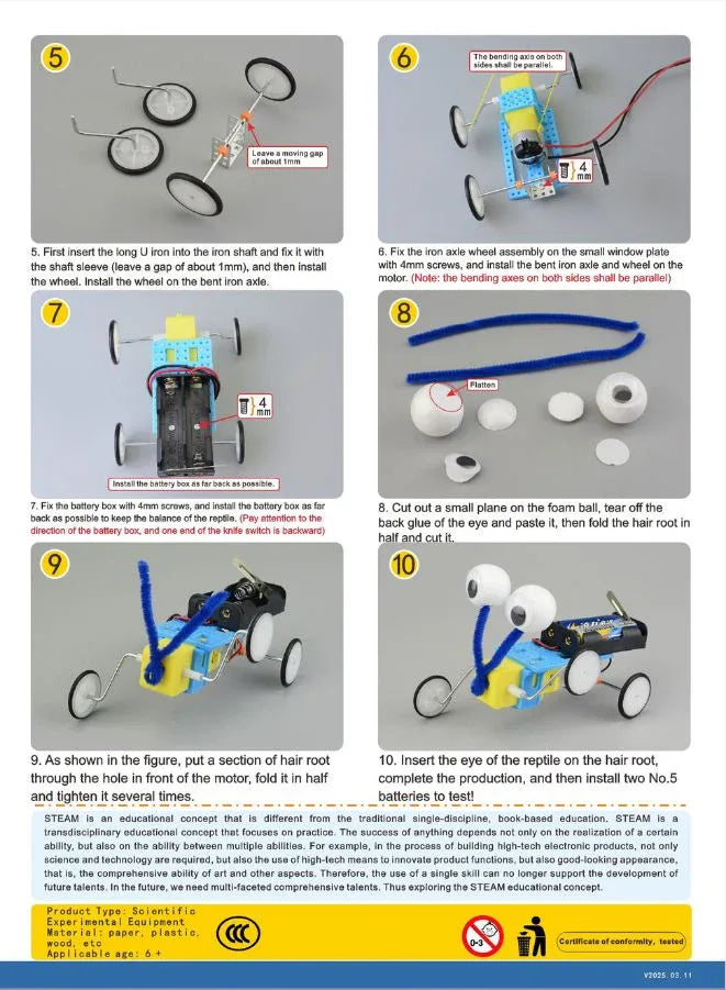 STEM Toy, Crawler Robot, Montessori Toy, 3D puzzle, battery-powered, eco-friendly, educational toy